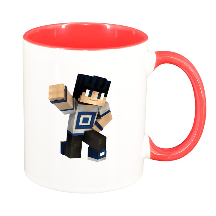 Minecraft чаша, червена вътрешност, 330 мл, D1460