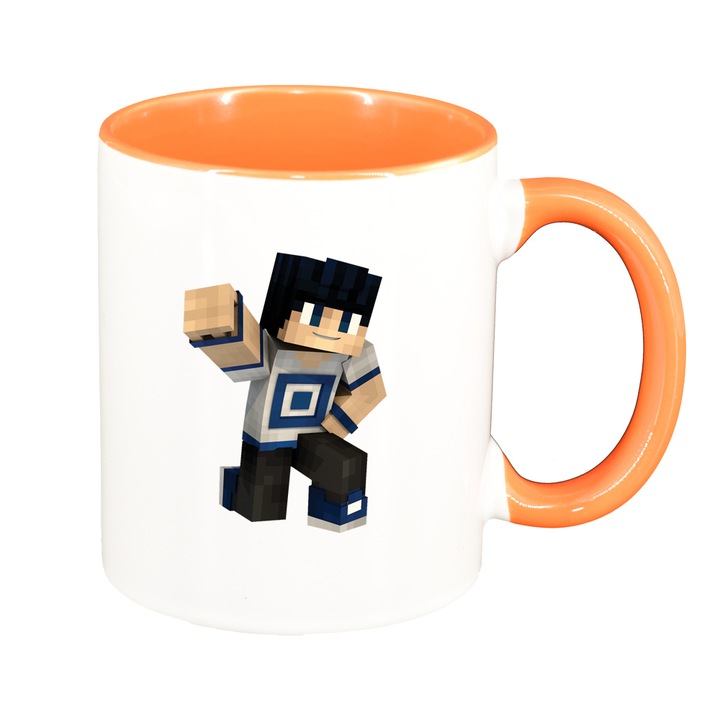 Майнкрафт чаша, оранжева вътрешност, 330 мл, D1460