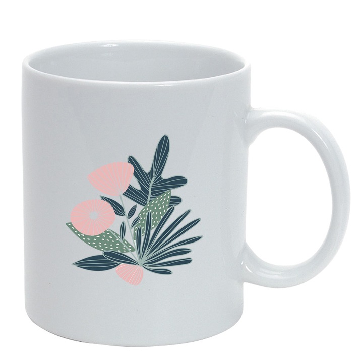 Чаша с цветя, бяла, 330 мл, D1461