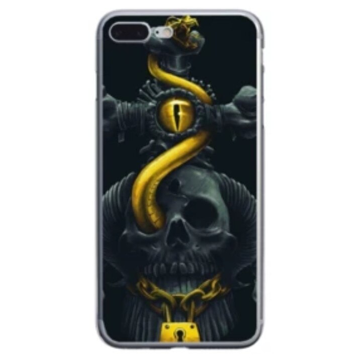 Husa silicon neagra iPhone 8 plus Gold Snake