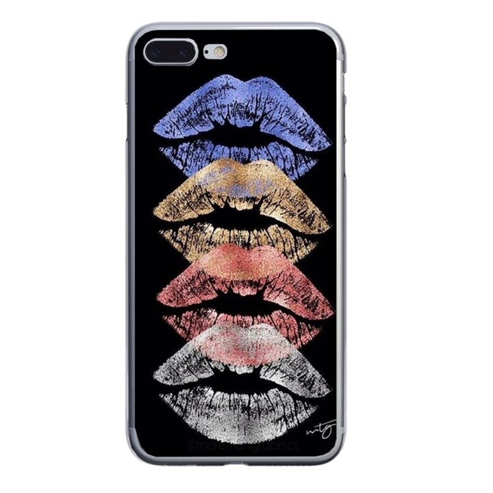 Husa silicon neagra iPhone 7 plus Kisses