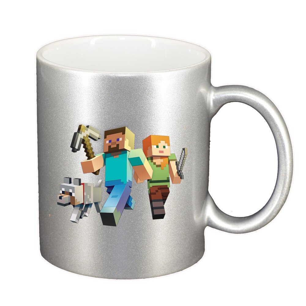 Cana Minecraft, argintiu sidefata, 330ml, D1468