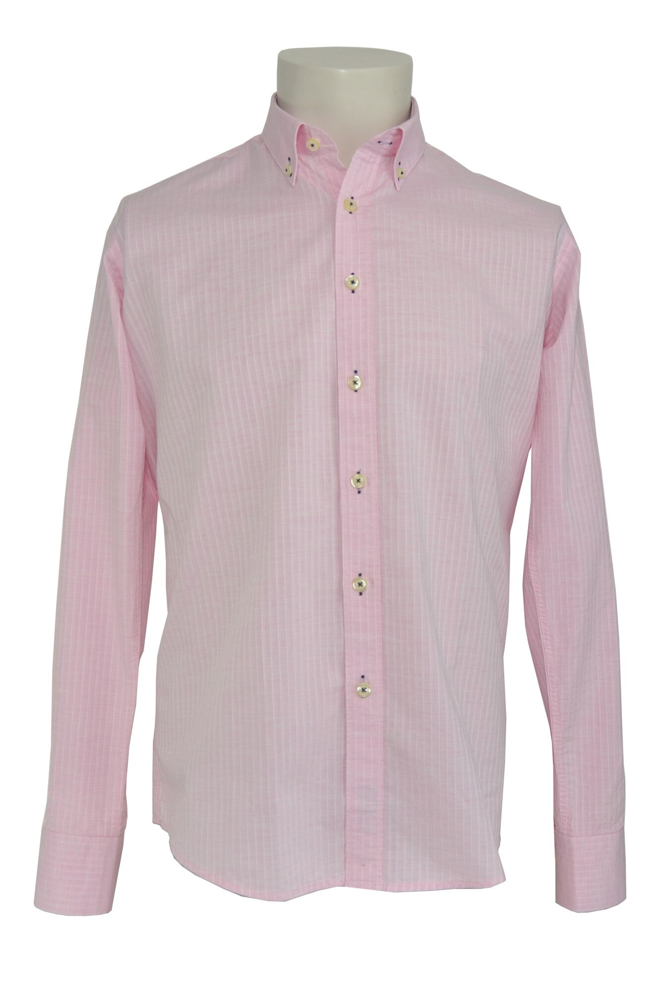 Camasa, Newtone, Model cu dungi subtiri, Roz /Alb, Roz/Alb