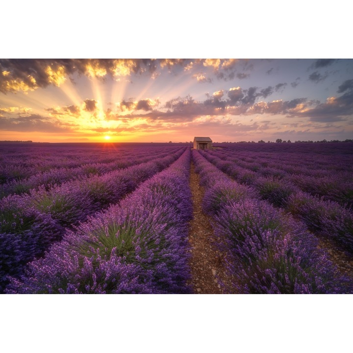 Fototapet de perete autoadeziv si lavabil Casa din lavanda, 400 x 250 cm