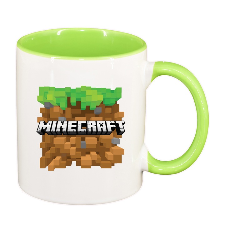 Cana Minecraft, interior verde deschis, 330ml, D1472