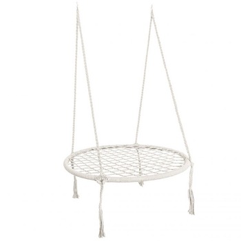 Leagan / balansoar suspendat, Zola, alb, cadru otel, diametru 80 cm, sarcina maxima 150 kg, ideal pentru orice gradina, veranda, camera copil Leagan / balansoar suspendat, Zola, alb, cadru otel, diametru 80 cm, sarcina maxima 150 kg, ideal pentru orice gradina, veranda, camera copil