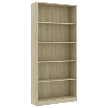 Biblioteca vidaXL, PAL/Stejar Sonoma, 80 x 24 x 175 cm, Alb/Stejar Biblioteca vidaXL, PAL/Stejar Sonoma, 80 x 24 x 175 cm, Alb/Stejar