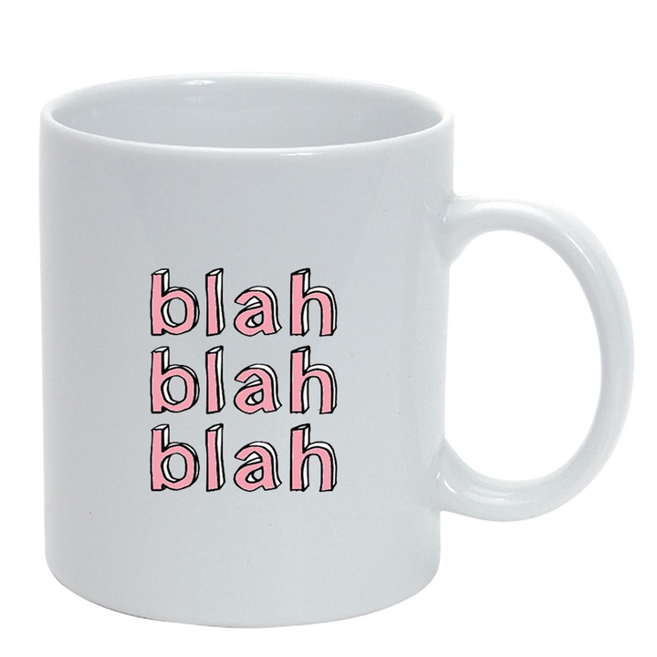 Чаша с надпис Blah Blah Blah, Бял, 330 мл, D1476