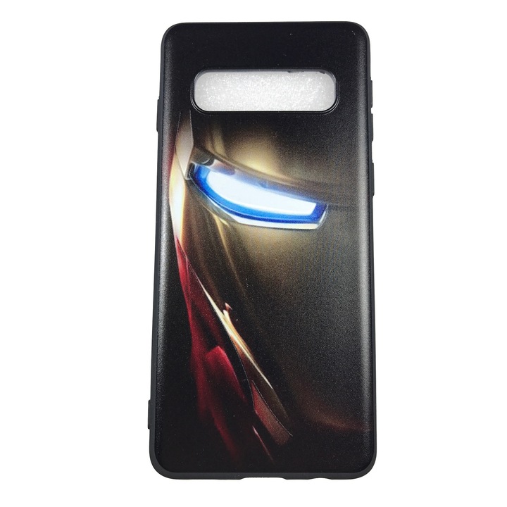 Husa compatibila cu Samsung Galaxy S10, Carcasa silicon in relief, Iron Man