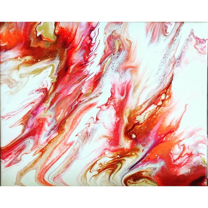 Tablou pictat manual, La Dolce Vita, Canvas pe sasiu de lemn, 40 x 50 cm, Multicolor, Abstract