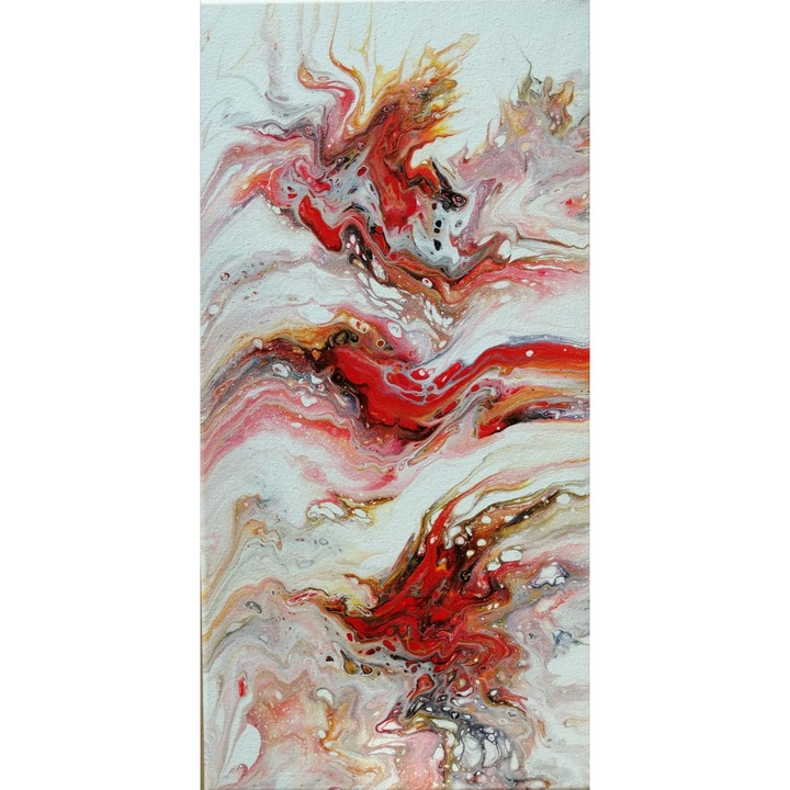 Tablou pictat manual, Tripple Emotions, Canvas pe sasiu de lemn, 30 x 50 cm, Multicolor, Abstract