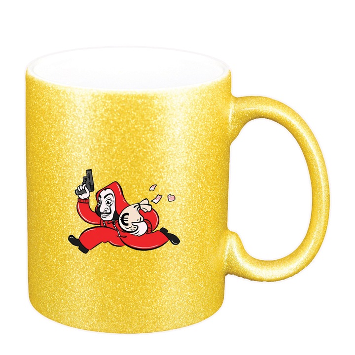 Cana La Casa De Papel, auriu sidefata glitter, 330ml, D1481