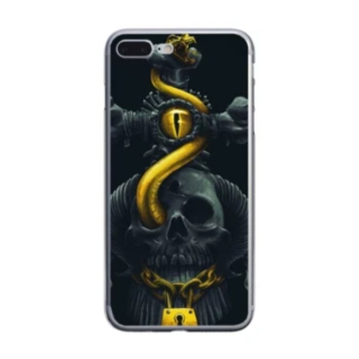 Husa silicon neagra iPhone 7 plus Gold Snake