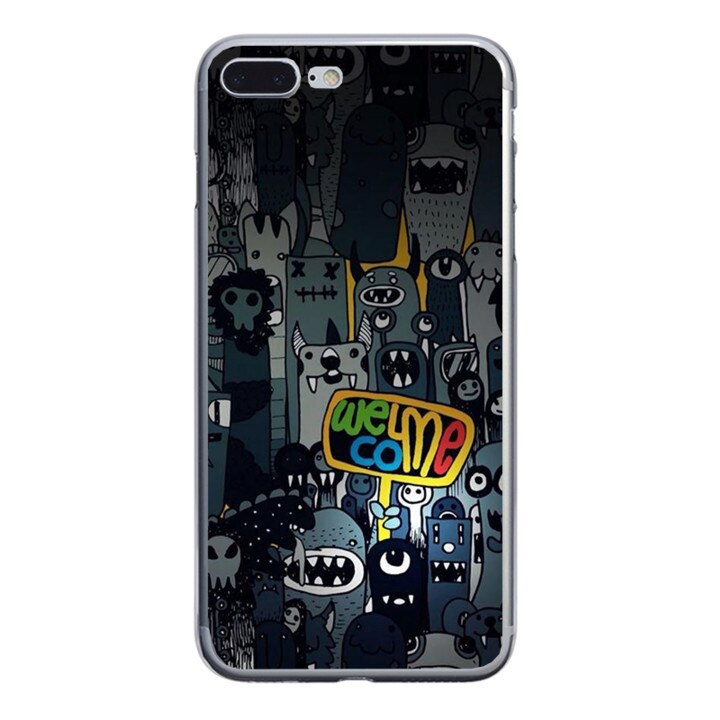 Husa silicon neagra iPhone 8 plus Welcome
