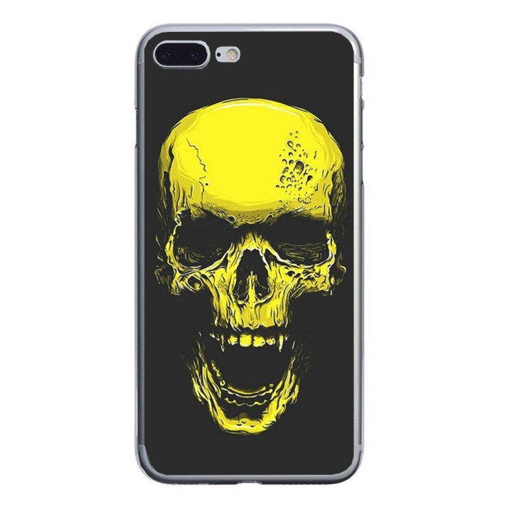 Husa silicon neagra iPhone 8 plus Gold Skull