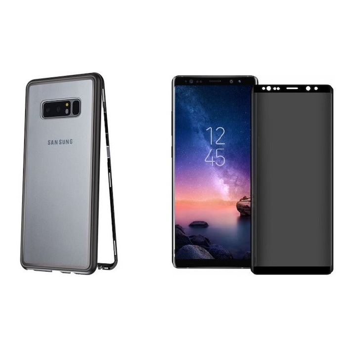 Samsung Galaxy Note 8 Магнитен калъф със защитен стъклен гръб и защитен филм за екрана, MyStyle Perfect Fit