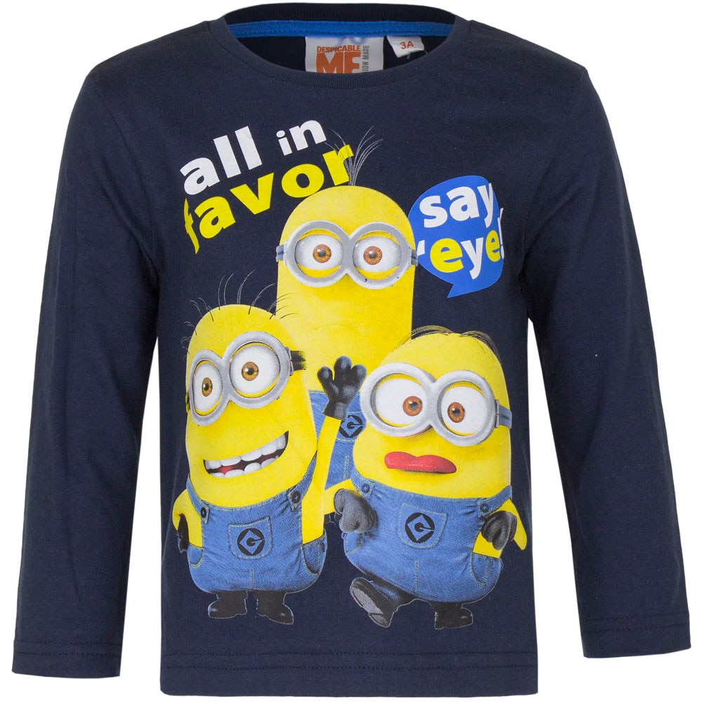 Tricou Minions, maneca lunga, Negru