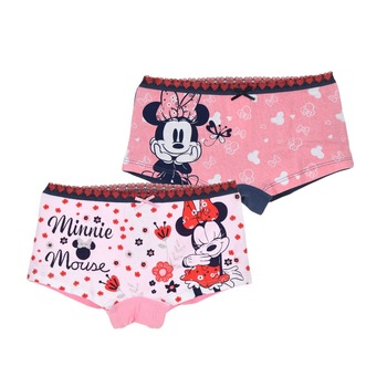 Set 2 perechi chilotei, bumbac, Disney Minnie Mouse, Roz/alb Set 2 perechi chilotei, bumbac, Disney Minnie Mouse, Roz/alb
