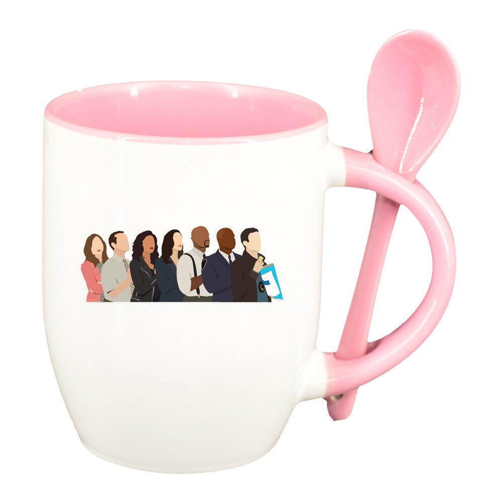 Cana Brooklyne 99 cu lingurita, interior roz, 330ml, D1502