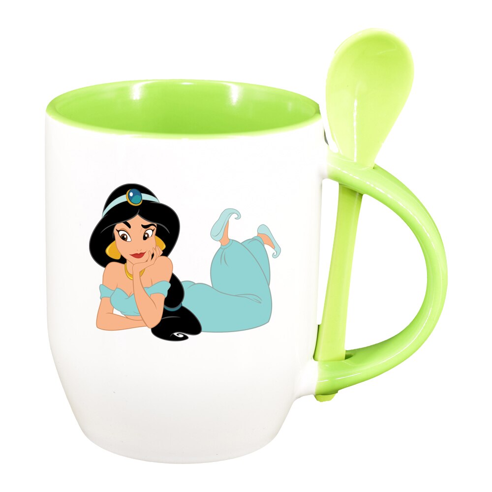 Cana Aladin - Yasmin cu lingurita, interior verde deschis, 330ml, D1506