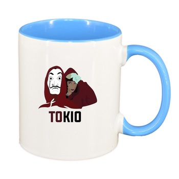 Cana La Casa De Papel, interior albastru, 330ml, D1488 Cana La Casa De Papel, interior albastru, 330ml, D1488