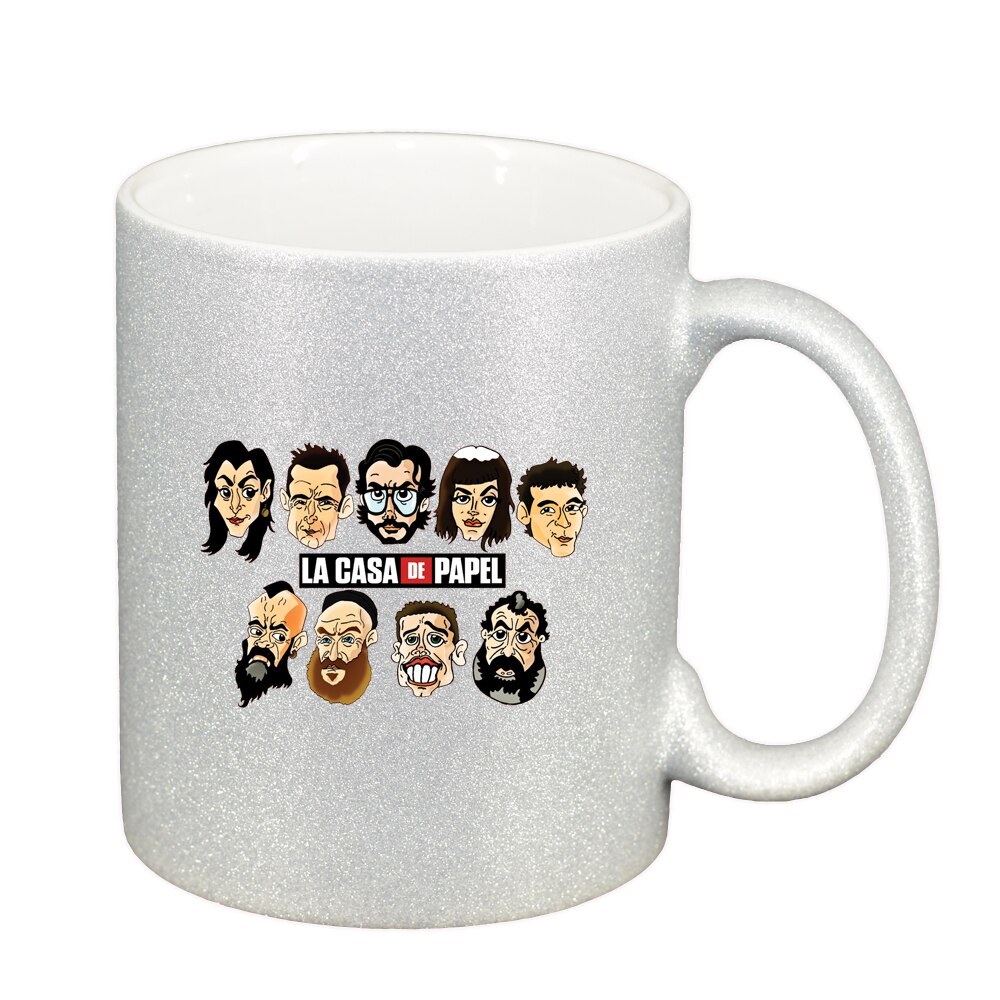 Cana La Casa De Papel, argintiu sidefata glitter, 330ml, D1490