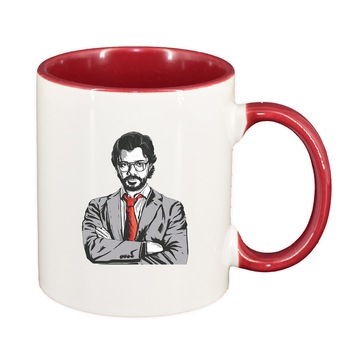 Cana La Casa De Papel, interior rosu-inchis, 330ml, D1489 Cana La Casa De Papel, interior rosu-inchis, 330ml, D1489