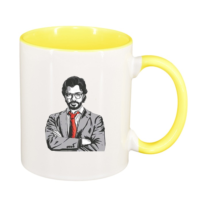 Cana La Casa De Papel, interior galben, 330ml, D1489