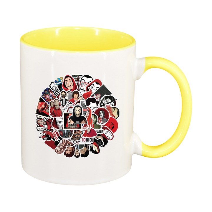 Cana La Casa De Papel, interior galben, 330ml, D1493