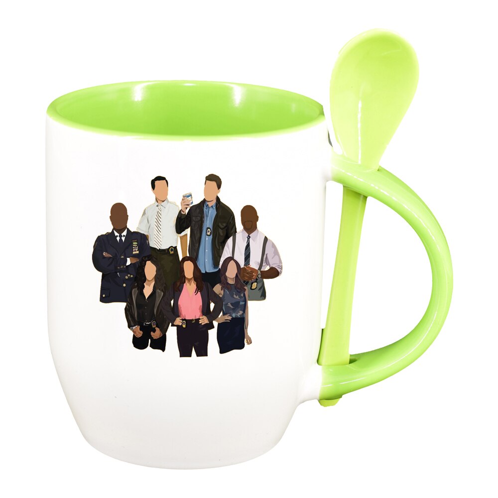 Cana Brooklyne 99 cu lingurita, interior verde deschis, 330ml, D1497