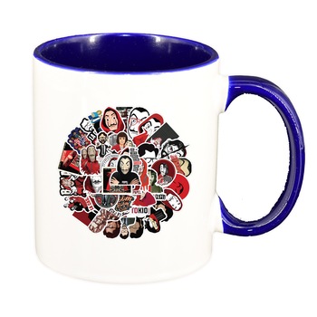 Cana La Casa De Papel, interior albastru inchis, 330ml, D1493 Cana La Casa De Papel, interior albastru inchis, 330ml, D1493