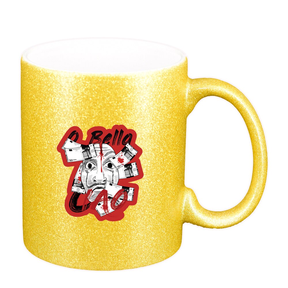 Cana La Casa De Papel, auriu sidefata glitter, 330ml, D1494