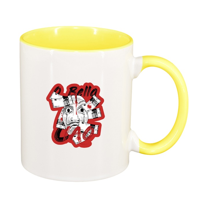 Cana La Casa De Papel, interior galben, 330ml, D1494