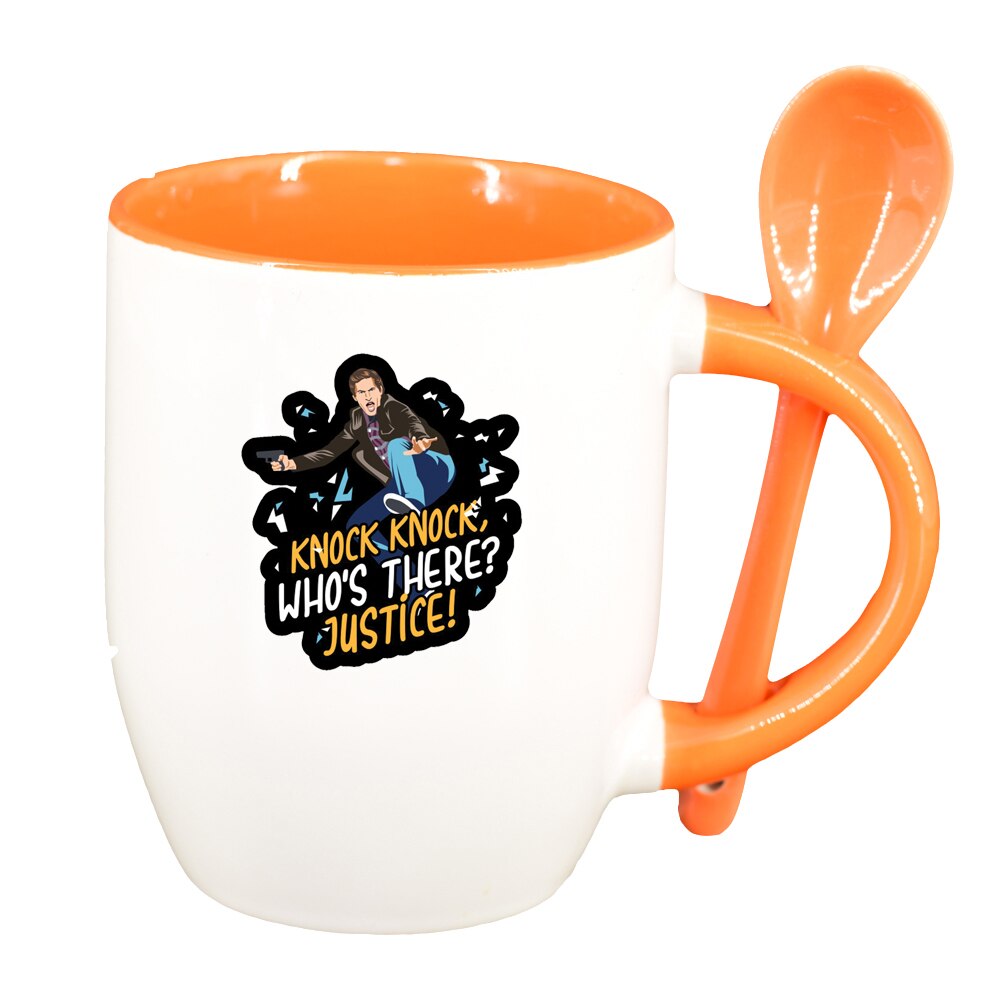 Cana Brooklyne 99 cu lingurita, interior portocaliu, 330ml, D1501