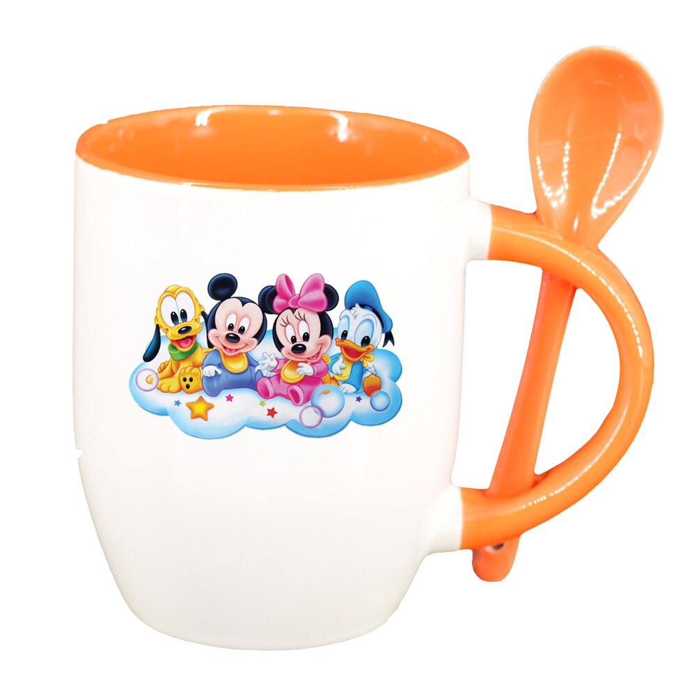 Cana Baby Star cu lingurita, interior portocaliu, 330ml, D1521