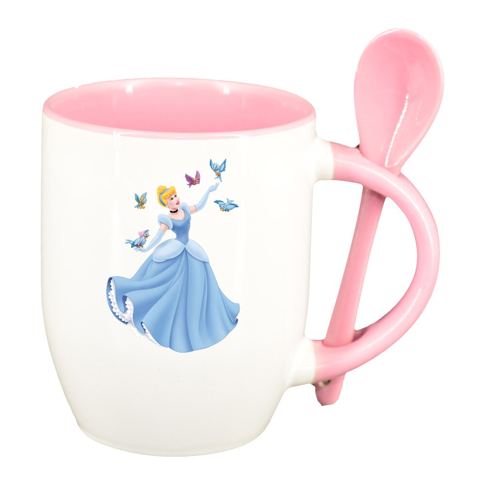 Cana Cinderella cu lingurita, interior roz, 330ml, D1522