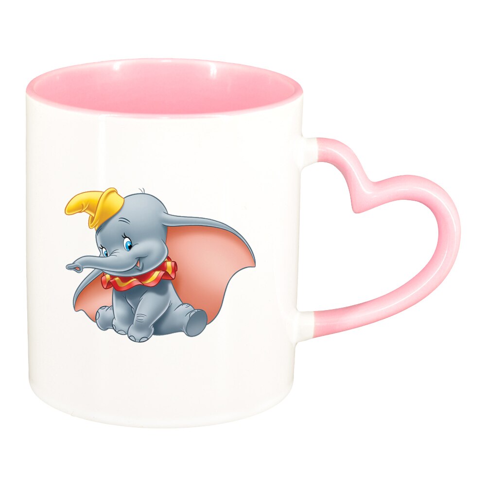 Cana Dumbo, interior roz, maner inima, 330ml, D1520