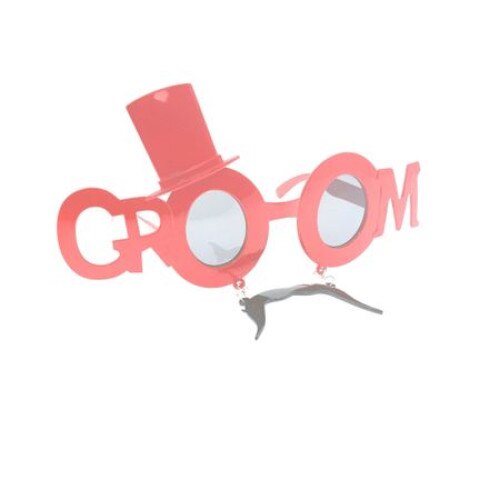 Ochelari petrecere Groom cu mustata, Rosu