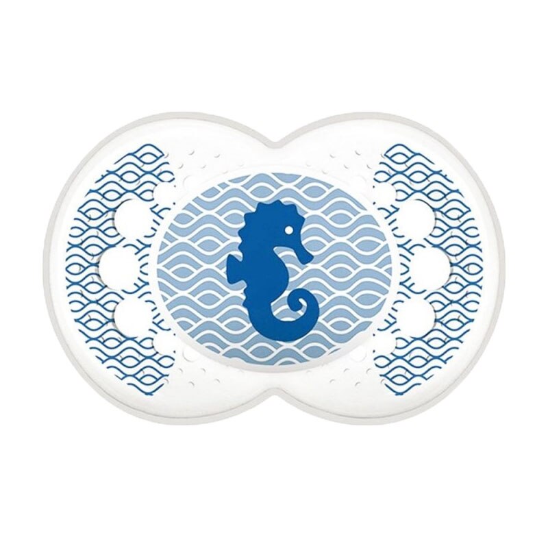 Suzeta ortodontica din silicon MAM Clearline 667633A, Albastru 6+ luni