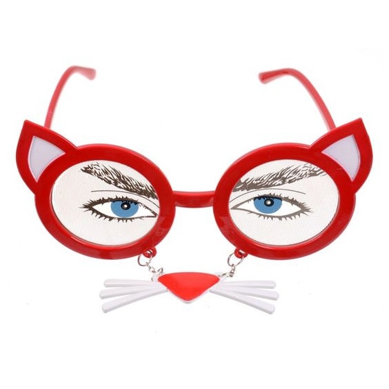 Ochelari petrecere pisica cu mustata, Rosu