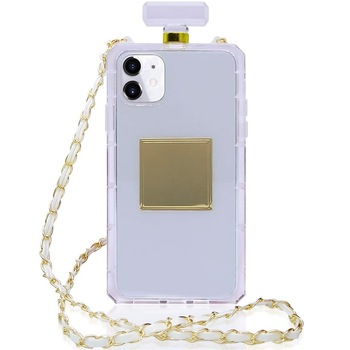 Husa cu snur tip sticluta de parfum pentru iPhone 11, Transparent