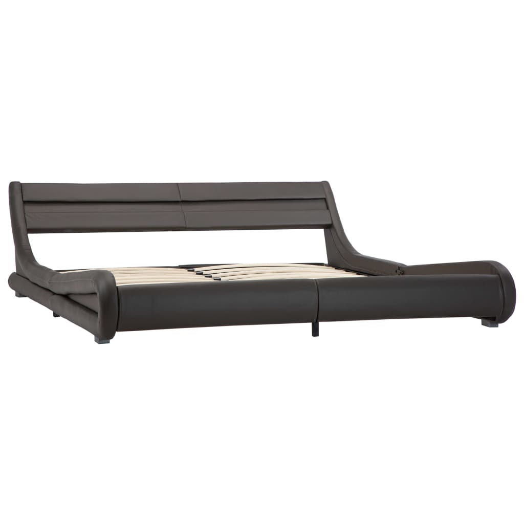 Cadru de pat dublu cu LED, vidaXL, Piele ecologica, 180 x 200 cm, Gri