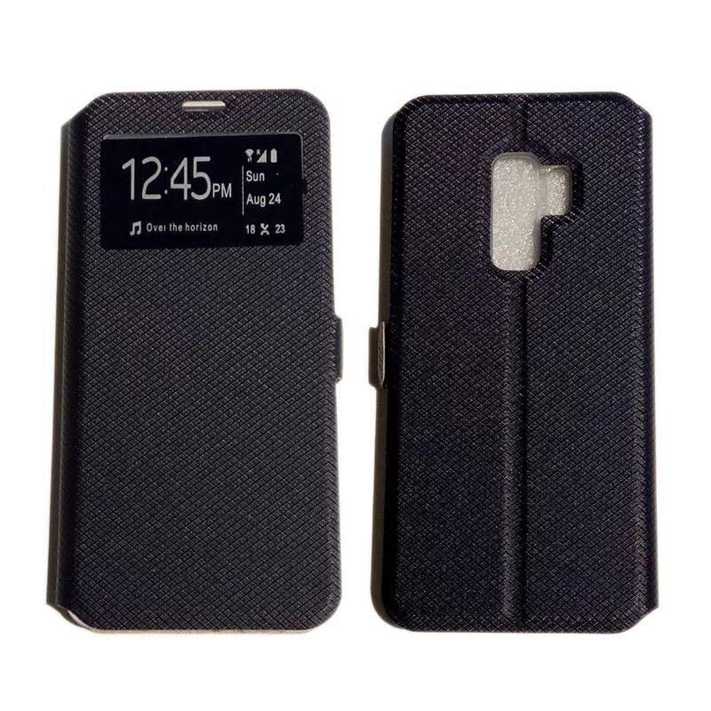 Husa de protectie pt Huawei P40 lite E, S-View , Silicon+ Piele ecologica , Negru