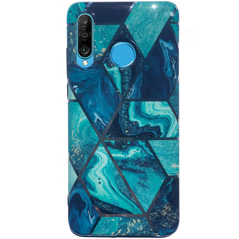 Husa pentru Huawei P30 Lite Geometric Blue din TPU