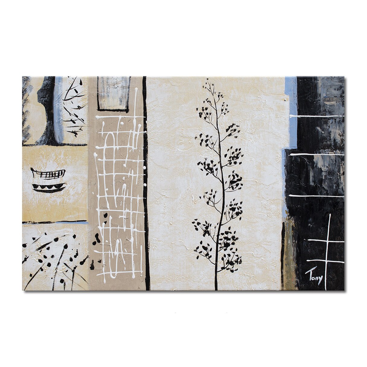 Tablou pictat manual - Decor japonez (1) - 90x60cm pictura ulei pe panza