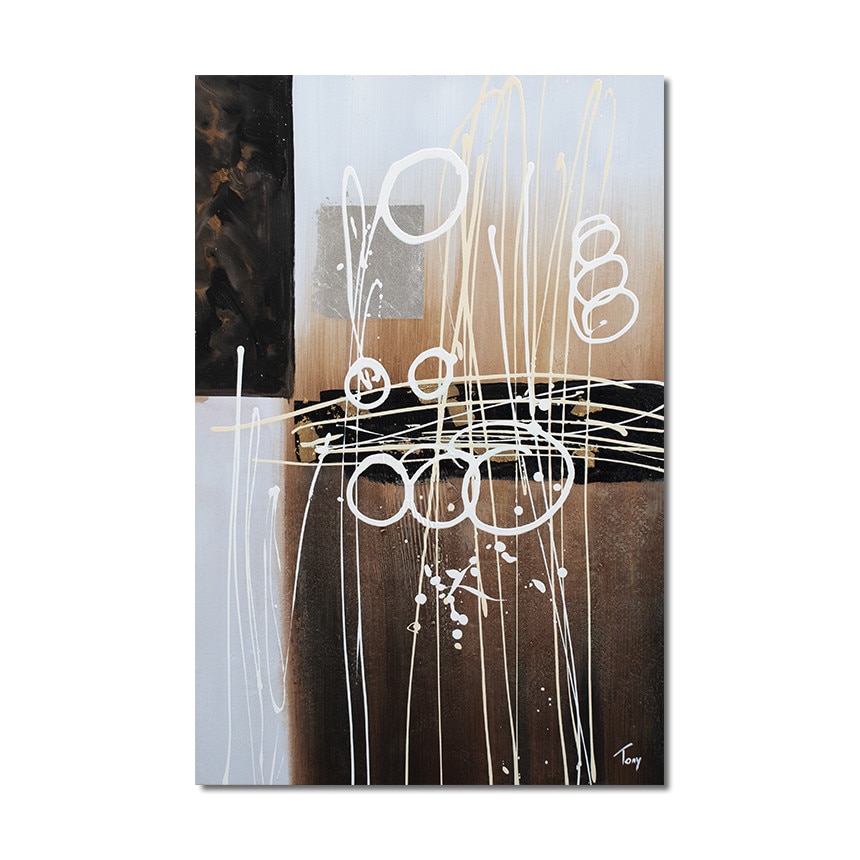 Tablou pictat manual - Improvizatie abstracta (1) - 90x60cm pictura ulei pe panza