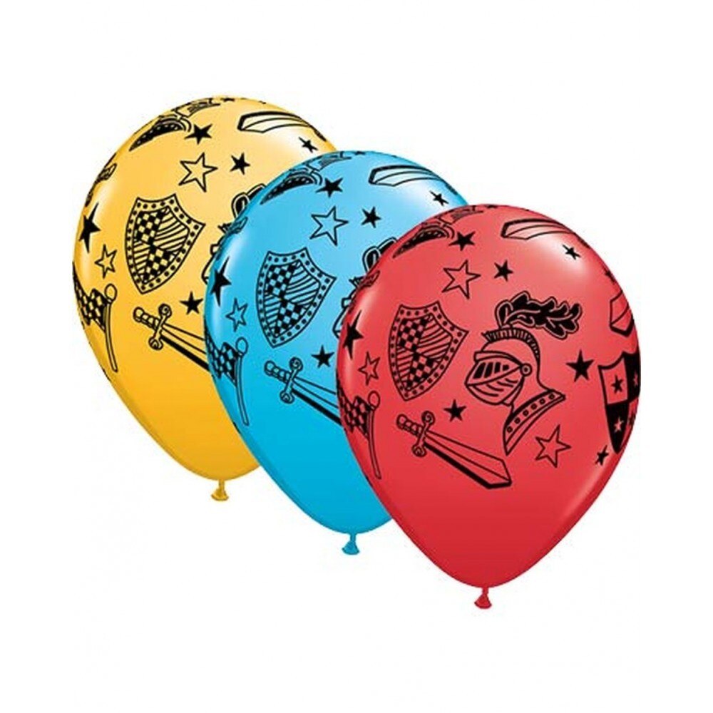 Set 5 Baloane inscriptionate Cavaleri si Armuri, Qualatex