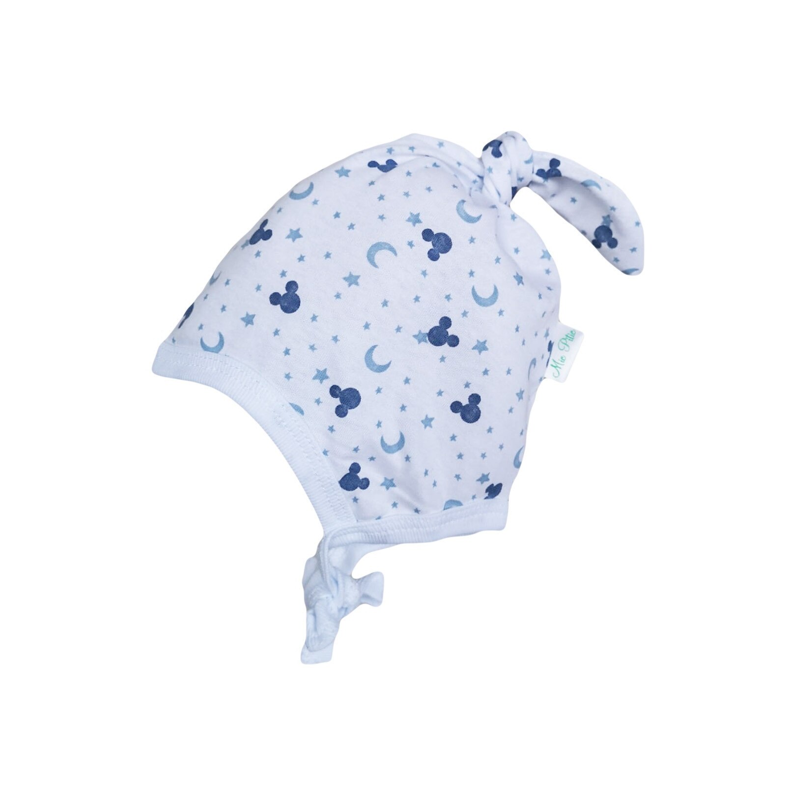 Caciula interior Mic Pitic C247NN din tricot bumbac imprimat, Alb/Bleu