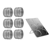 set 6 recipiente metalice cu magnet pentru condimente 4x6 cm si suport metalic imagen 38_0_
0