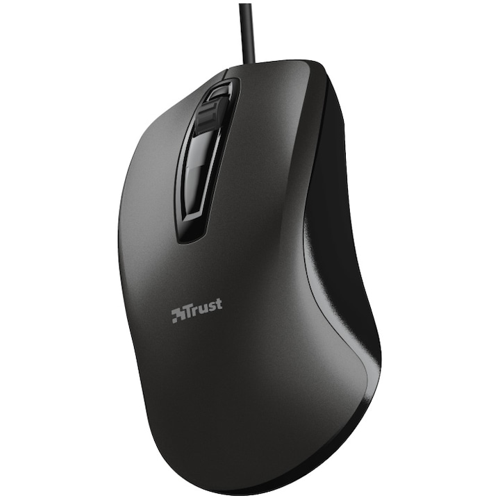 Mouse Trust Carve, Ambidextru, USB, 1200 DPI, 3 butoane, Negru